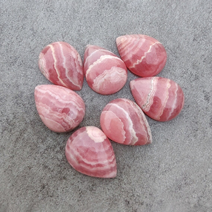 Cabochon de rhodochrosite naturelle, forme poire, dos plat, calibré, pierre précieuse rose - Product Image 3