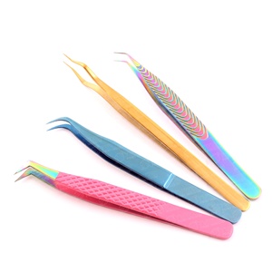Different <b>Angles</b> of Tweezers High Quality <b>Stainless</b> <b>Steel</b> Strong Hold Usable With Light Tension Eyelash Tweezers - Product Image 5