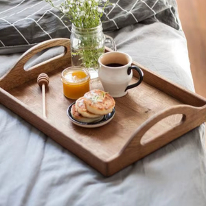 Handmade Wooden Serving <b>Tray</b> <b>Large</b> Size With Strong Handles For Serving Food Drinks Tea Coffee In Style - Product Image 1