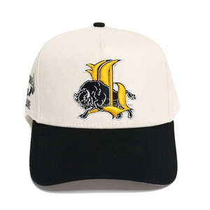 Gorra de béisbol estructurada con borde curvo de 5 paneles de alta calidad, impresión personalizada, estilo americano, patrón Dobby, tela de goma, venta al por mayor - Product Image 1