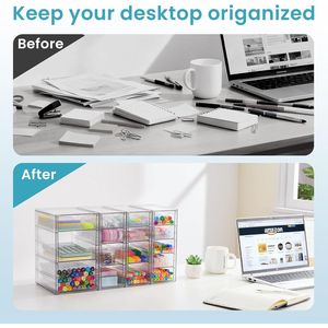 4 Set Clear Acrylic Desk Organizer with 16 <b>Drawers</b> Desktop & <b>Drawer</b> Organizers <b>for</b> Pen <b>Storage</b> Office Supplies Organization - Product Image 3