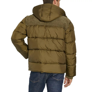 Veste d'hiver matelassée pour homme de haute qualité avec col montant, épaisse et chaude, en toile, logo personnalisé sur le devant, vente en gros - Product Image 4