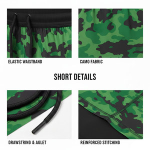 Shorts de sport pour homme OEM, décontractés, couleur unie, 2 en 1, avec poches intérieures à la taille, pour musculation, course à pied et gym. - Product Image 6