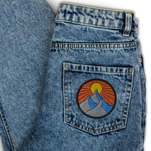 Patch brodé circulaire avec motif montagne et soleil, badge en tissu à coudre pour accessoires vestimentaires - Product Image 6
