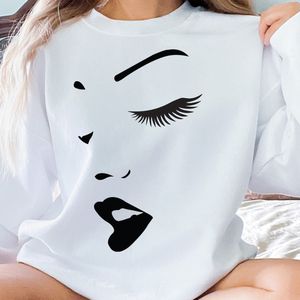 Camiseta Personalizada con Gráfico Facial para Mujer, Estilo Minimalista, Algodón, Cuello Redondo, Casual, Venta al Por Mayor, OEM - Product Image 4