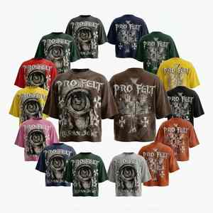 Camiseta Clásica Extra Grande con Apliques Personalizados, Logotipo Bordado, Hombros Caídos, Mangas Cortas, 100% Algodón, Transpirable, Estilo Hip Hop - Product Image 1