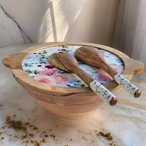 Tazón de Madera Estampado RoyalGrain, Tazón de Servir Esmaltado Hecho a Mano para Ensaladas, Frutas, Bocadillos, Postres y Decoración de Mesa de Lujo - Product Image 6