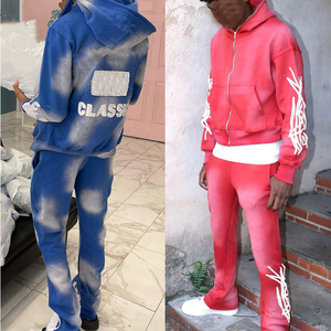 Sudadera con capucha y cremallera para hombre, de peso pesado, con logotipo personalizado, bordado desgastado, efecto descolorido por el sol, estilo jogger de invierno, tejido de rizo de 500 g/m², de última tendencia - Product Image 3