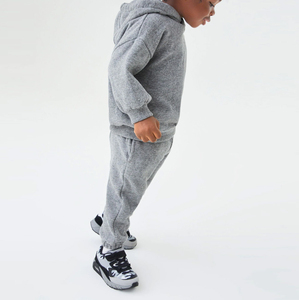 Unisex <b>Black</b> Hoodie And <b>Jogger</b> Set Full Sleeve Solid Color Casual Tracksuit With Drawstring Closure And Side Pockets For Kids - Product Image 6