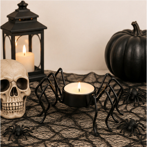Wholesale Halloween Spider <b>Tealight</b> Holder Black Metal Spooky Spider Candle Stand for Gothic Home Decor Haunted House Party - Product Image 4