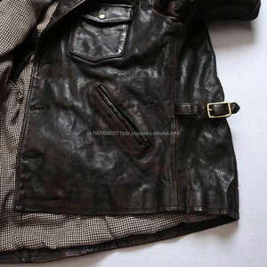 Chaquetas de Cuero Genuino Personalizadas al por Mayor, de Alta Calidad, Duraderas, Estilo Retro Vintage, Chaquetas de Cuero de Caballo Encerado Negro - Product Image 3