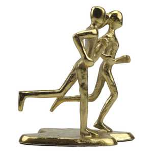 23.5cm H X 17cm W X 21cm L Aluminium <b>Figurative</b> Sculpture Running Couple Artistic Handmade Modern Tabletop Decor Living Room - Product Image 2