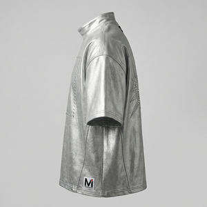 เสื้อยืดผู้ชายประดับเพชรเทียมสุดหรู สีเงินเมทัลลิก สไตล์สตรีทแวร์ ดีไซน์ดาวระยิบระยับ ทรงโอเวอร์ไซส์ แฟชั่นทันสมัย - Product Image 4