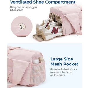 Women's Lightweight Casual Duffel Gym <b>Bag</b> Wet Pocket Shoe Compartment Workout Yoga Tote Portable Weekender <b>Bag</b> Made Polyester - Product Image 4