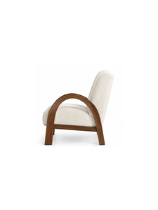 Sillón Moderno Tapizado con Cojín de Lino y Estructura de Madera, Diseño de Mediados de Siglo para Comedor y Sala de Estar - Product Image 3