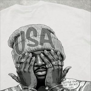 Camiseta Oversize de Algodón Blanco de Alta Calidad para Hombre, Estilo Urbano con Hombros Caídos, Impresión Personalizada para Venta al Por Mayor - Product Image 2