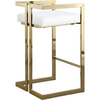 Chaise de bar de luxe faite à la main avec cadre en métal moderne et revêtement en cuir PU, avec repose-pieds, hauteur de comptoir, pour restaurant, café, extérieur, salon