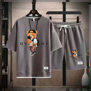 Wholesale Women's Plus Size Casual Quick-drying Summer Two-piece Set Short-sleeved Round-neck T-<b>shirt</b> + Sports Shorts Polyester - Product Image 1