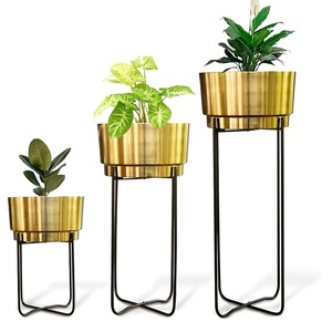 Jardinière décorative en aluminium de grande taille au design élégant, article de décoration de luxe pour hôtel, finition antique - Product Image 6