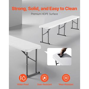 Banc pliant portable de 6 pieds avec assise lisse en HDPE, banc de patio en plastique pour intérieur/extérieur, idéal pour pique-niques, fêtes, camping et repas - Product Image 3