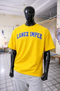 Camiseta de Alta Calidad, 100% Algodón, Color Amarillo, Estilo Oversize con Hombros Caídos, Manga Corta, Antiarrugas, para Hombre - Product Image 5