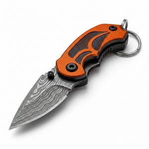Cuchillo de llavero hecho a mano en Damasco, cuchillo plegable compacto con hoja de primera calidad, herramienta portátil para viajes y uso diario. - Product Image 5