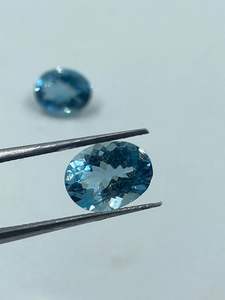 Piedra Preciosa de Aguamarina Natural de Alta Calidad, Corte Ovalado, 2 Piezas, 4.17 Quilates, 7.50x10,8x10MM, para Fabricación de Joyería y Anillos - Product Image 3