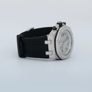 Reloj con Correa de Goma Negra y Diamantes de Moissanita Chapados en Plata de Ley 925, Diseño Casual a Formal para el Uso Diario de Hombres - Product Image 2