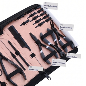 Kit d'outils pour extensions capillaires avec pinces à micro-anneaux, applicateur pour extensions adhésives, aiguilles à coudre pour trame et outils de coiffage - Product Image 3