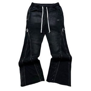 Conjunto de Sudadera con Capucha y Pantalones Acampanados de Alta Calidad para Hombre, Estilo Hip Hop, con Triple Cremallera y Remaches, para Invierno, 100% Personalizable - Product Image 5