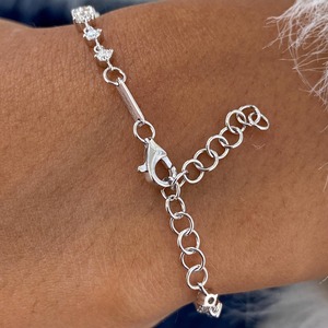 Unique Style VVS Round Lab Grown Diamond <b>Silver</b> Plated 925 Sterling <b>Silver</b> Link <b>Bracelet</b> Fine Fashion Luxury Women's - Product Image 2