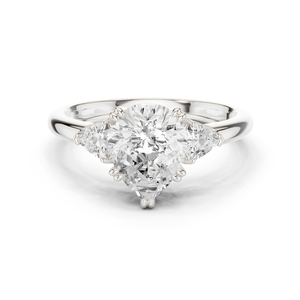 Bague de fiançailles de luxe en or blanc avec trois diamants taille poire, bijoux fins pour femme - Product Image 1