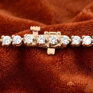 สร้อยข้อมือเทนนิสโมอิสซาไนต์สำหรับผู้หญิง สีโรสโกลด์ ดีไซน์โซ่เส้นเล็ก ประดับด้วยหินทรงกลม เครื่องประดับแฟชั่นสุดหรู ชุดของขวัญ - Product Image 3