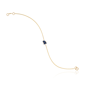 Impresionante Pulsera Minimalista Toi et Moi de Oro Amarillo K14 con Zafiro Azul, Producto Más Vendido, Regalo de Cumpleaños para Ella - Product Image 6