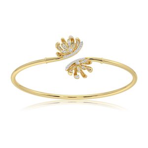 Exclusiva Pulsera de Tenis con Diamantes de 0.26 Quilates Chapada en Oro Amarillo, Diseño Floral, Corte Brillante, Regalo Romántico para Mujer, Uso Diario - Product Image 3