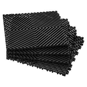 Pavimentazione Modulare 3,66m x 3,66m, 40 Pezzi, Tappetini Antiscivolo Neri in PP con Drenaggio, Pavimento in Plastica Componibile 12 Piedi - Product Image 1