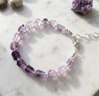 Bracelet en Améthyste Naturelle Perles Roulées Facettées AAA Bracelet en Pierres Précieuses Fait Main