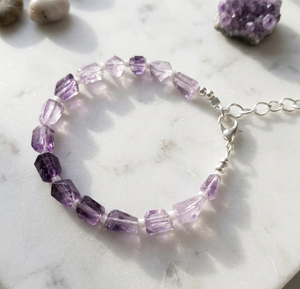 Natural Amethyst <b>Bracelet</b> AAA Faceted Tumble Beads Handmade Gemstone <b>Bracelet</b> - Product Image 1