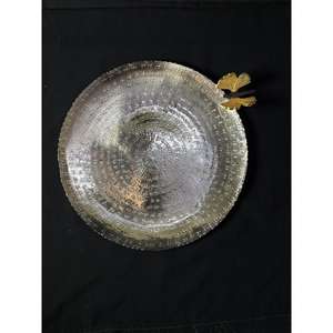 Plateau de service artisanal doré avec papillon, plateau à chocolat, plateau de service Ramadan, panier-cadeau, plateau de dîner, décoration d'intérieur - Product Image 1