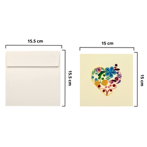 Tarjeta de quilling con forma de corazón colorida, decoración floral de papel para el Día de San Valentín, arte con temática de amor, tarjeta de quilling con sobre. - Product Image 2