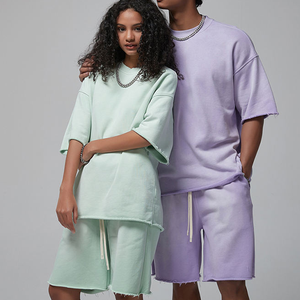 Ensemble T-shirt et short décontracté pour homme, personnalisable, de haute qualité, en coton tricoté épais 280g, avec lettres surdimensionnées, collection été, design exclusif - Product Image 6