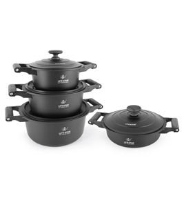 Juego de Utensilios de Cocina Antiadherentes Premium con Mangos de Baquelita Resistentes al Calor, Tapas Metálicas Ahorradoras de Energía y Base Apta para Inducción - Product Image 1