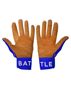Guantes de Bateo de Béisbol Bicolor para Hombre y Mujer, Palma de Cuero Caramelo, Malla Azul Marino Transpirable, Muñequera con Velcro Segura, OEM Privado - Product Image 2