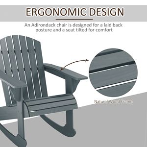 Sedia a dondolo da esterno in legno grigio con schienale a ventaglio e seduta a doghe per sedersi intorno al braciere - Product Image 5