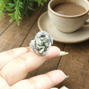 Raw Pyrite Crystal <b>Statement</b> <b>Ring</b> 925 Sterling Silver Rose Gold Yellow Gold Plated Handmade Designer Gemstone <b>Ring</b> for Unisex - Product Image 6