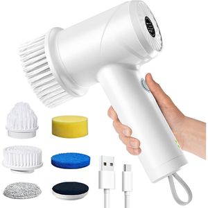 Spazzola Elettrica Senza Fili a 2 Velocità, Impermeabile IPX7, con 6 Testine Sostituibili e Funzione Rotante per la Pulizia della Doccia - Product Image 1