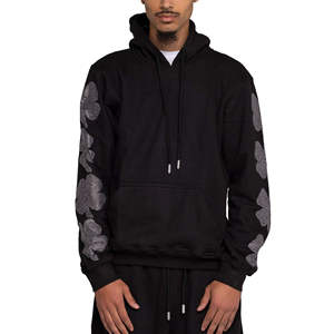 Custom 100% Cotton Zip up Casual <b>Hoodies</b> Men's Custom Streetwear Comfortable <b>Rhinestone</b> Hoodie - Product Image 1