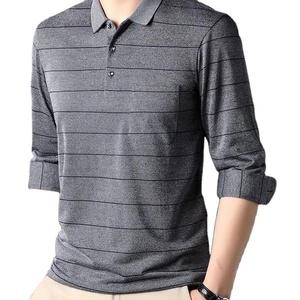 100% algodón nuevo verano hombres Camiseta de manga larga solapa suelta Polo camisa delgada Top - Product Image 4
