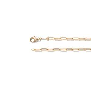 14K <b>Solid</b> Gold Paperclip Chain <b>Necklace</b> 16 Inches Textured Diamond Cut Elongated Link Cable Beaded Minimalist Christian - Product Image 3