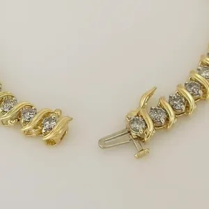 Pulsera de tenis para mujer con 20 moissanitas redondas certificadas, chapada en oro amarillo de 14K - Product Image 5